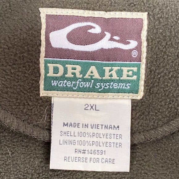 Drake Waterfowl Systems Mens Vest Size 2XL Fleece Full Zip Outdoors Green Mock - Picture 3 of 12
